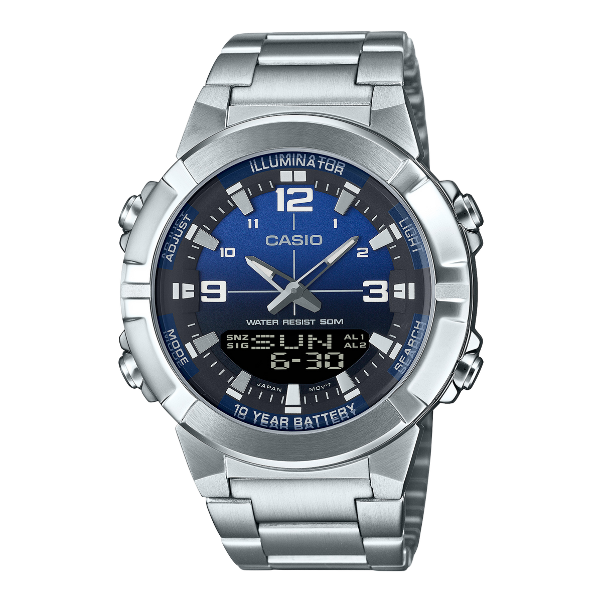 Montre Casio AMW-870DA-2A1 acier cadran bleu