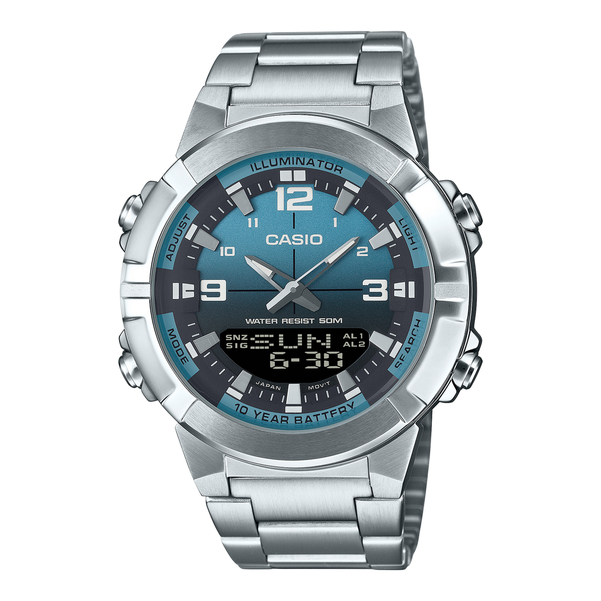Montre Casio AMW-870DA-2A2 acier cadran bleu