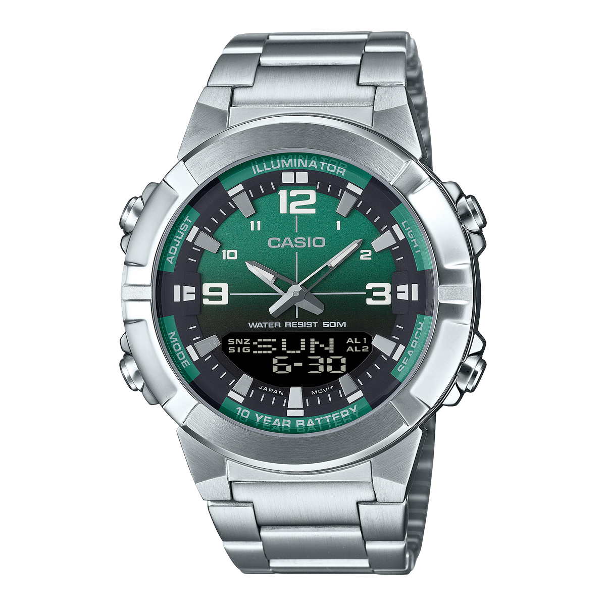 Montre Casio AMW-870DA-3A acier cadran vert