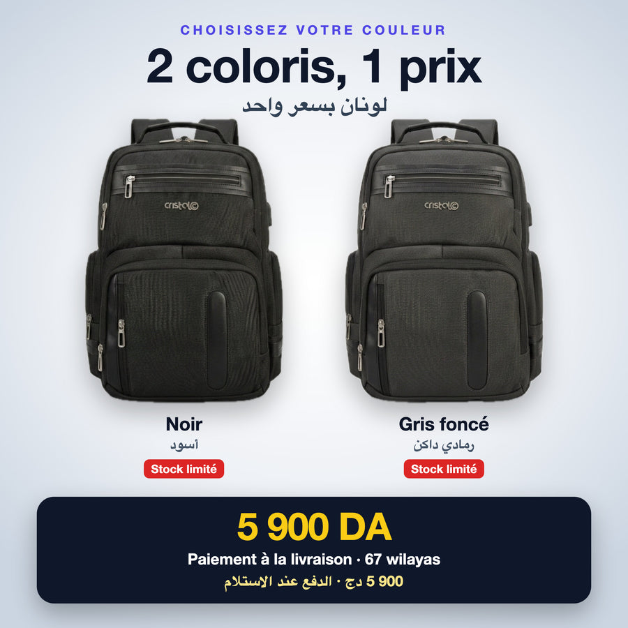 Sac à dos Cristal – 2 coloris, 1 prix : noir et gris foncé