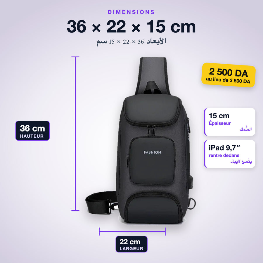 Dimensions du sac bandoulière : 36 × 22 × 15 cm