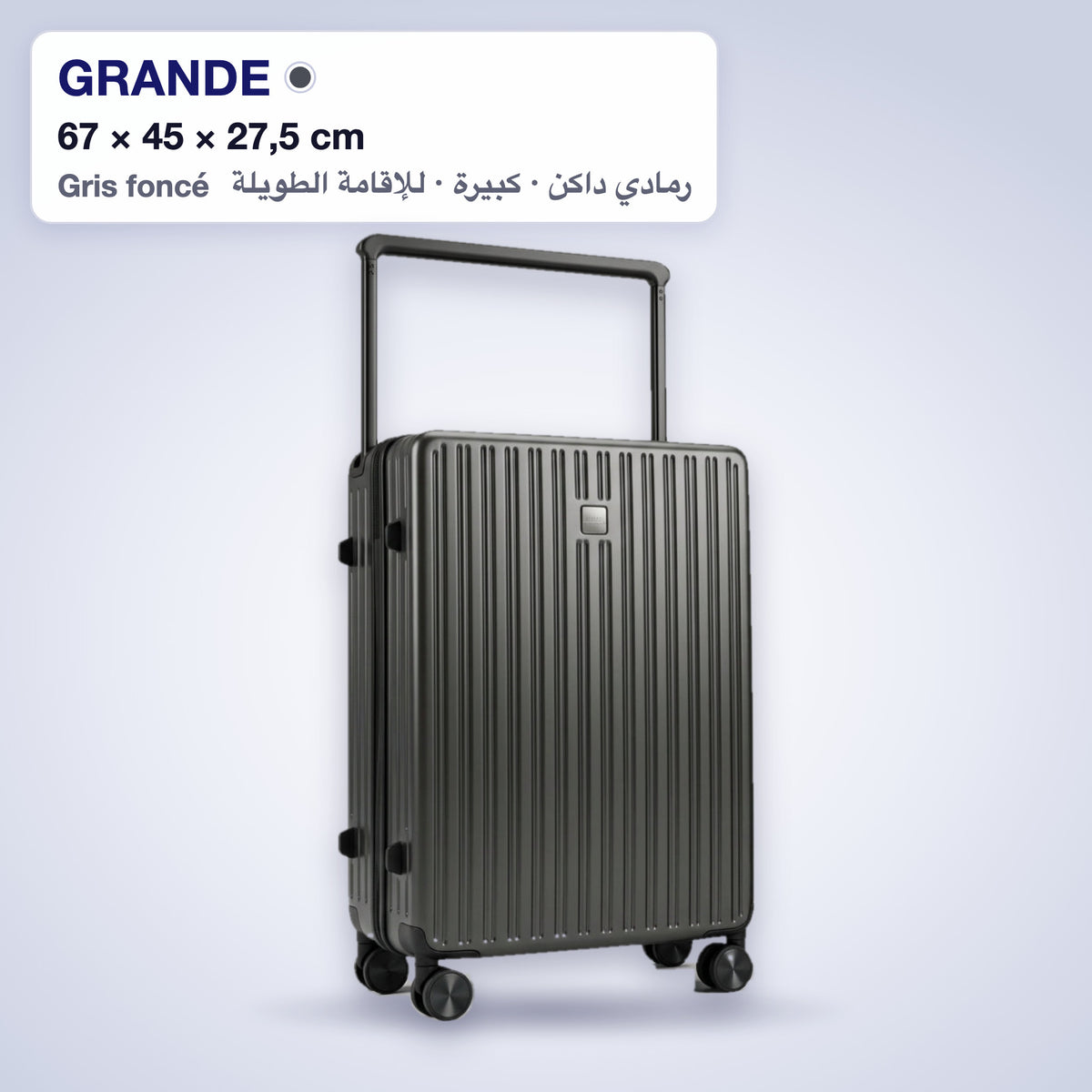 Grande valise rigide Fly Together gris foncé, 67 × 45 × 27,5 cm