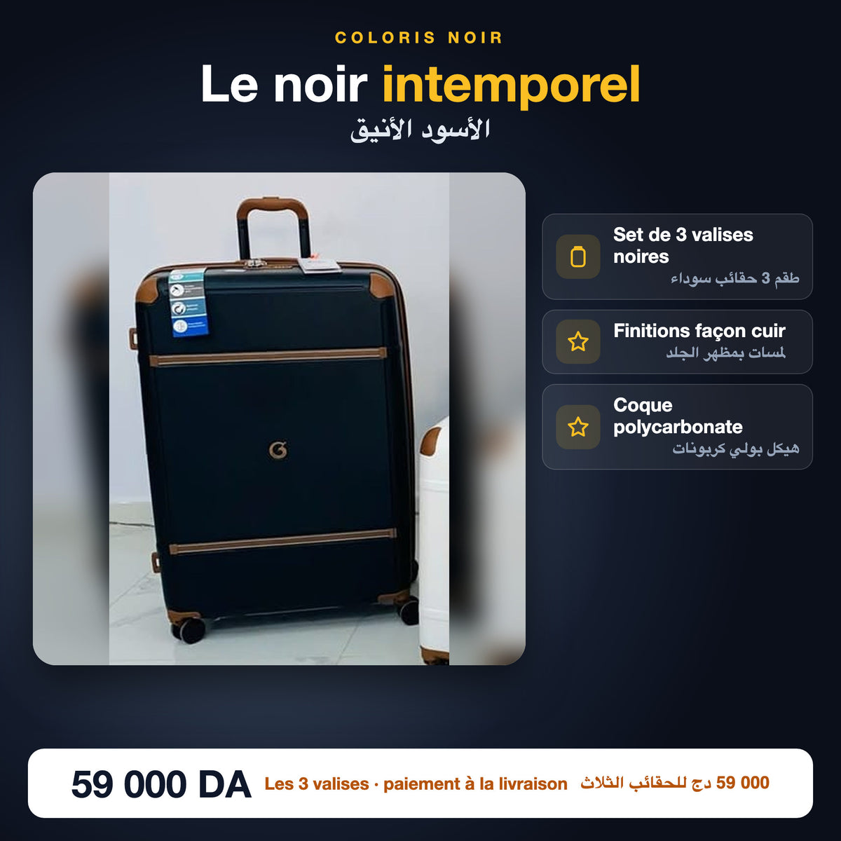 Valise Goby London coloris noir