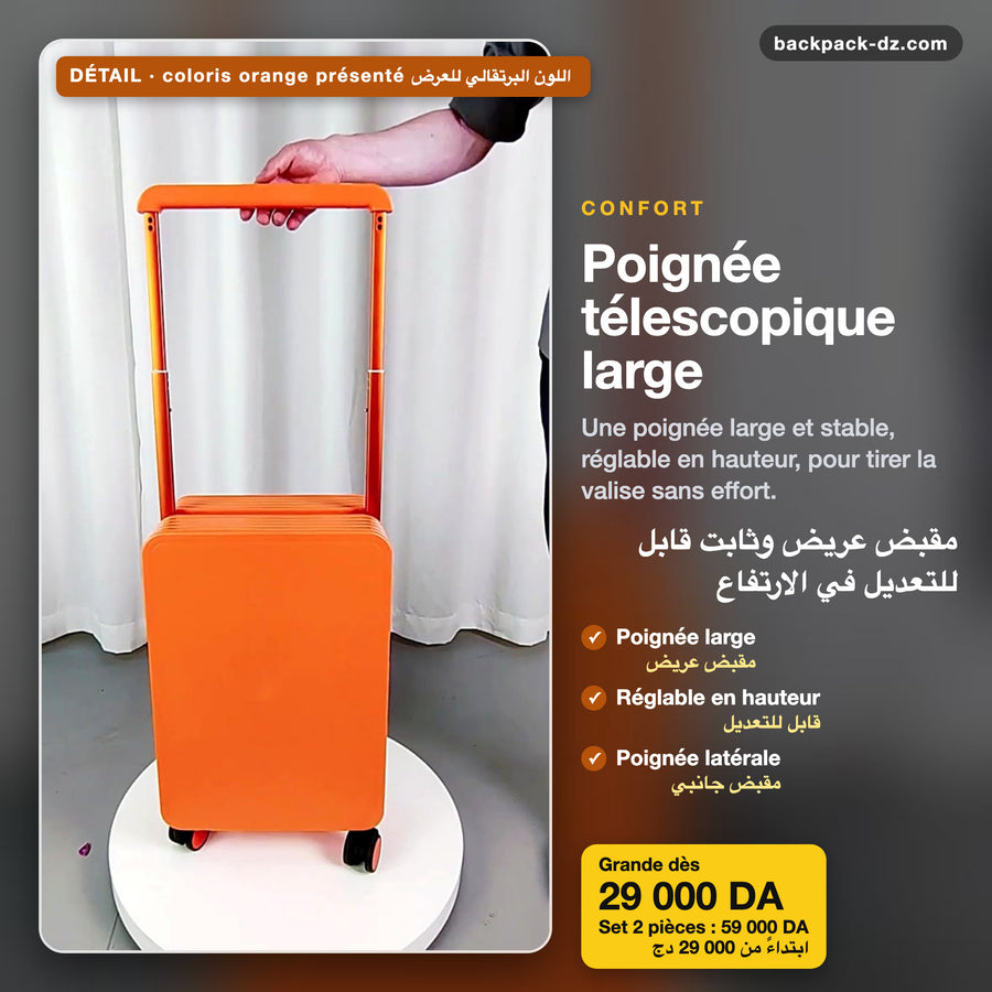Poignée télescopique large de la valise rigide