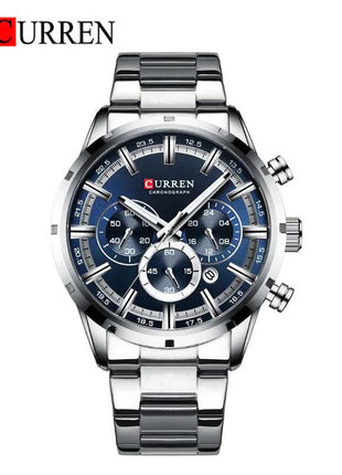 CURREN – Montre homme de luxe au cadran bleu nuit & bracelet acier inoxydable