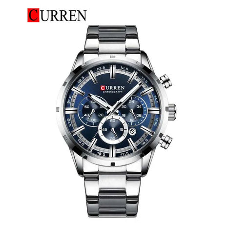 CURREN – Montre homme de luxe au cadran bleu nuit & bracelet acier inoxydable