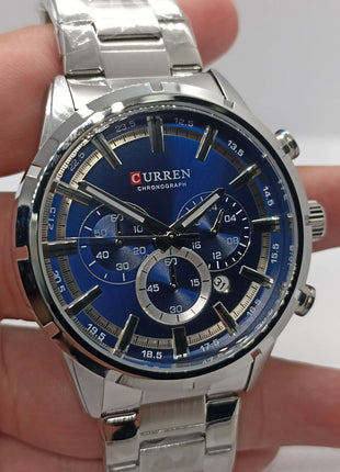 CURREN – Montre homme de luxe au cadran bleu nuit & bracelet acier inoxydable