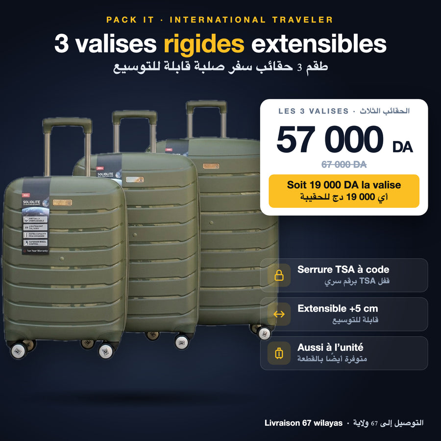 Pack 3 valises IT : 57 000 DA les 3, soit 19 000 DA la valise