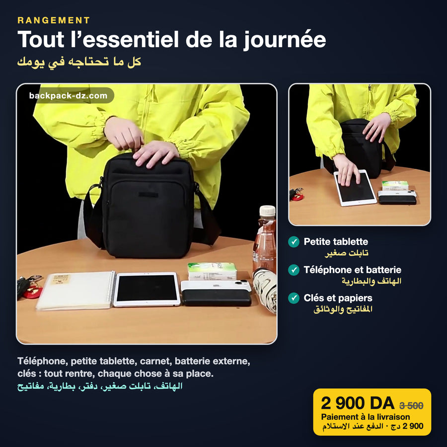 Ce qui rentre dans la sacoche homme