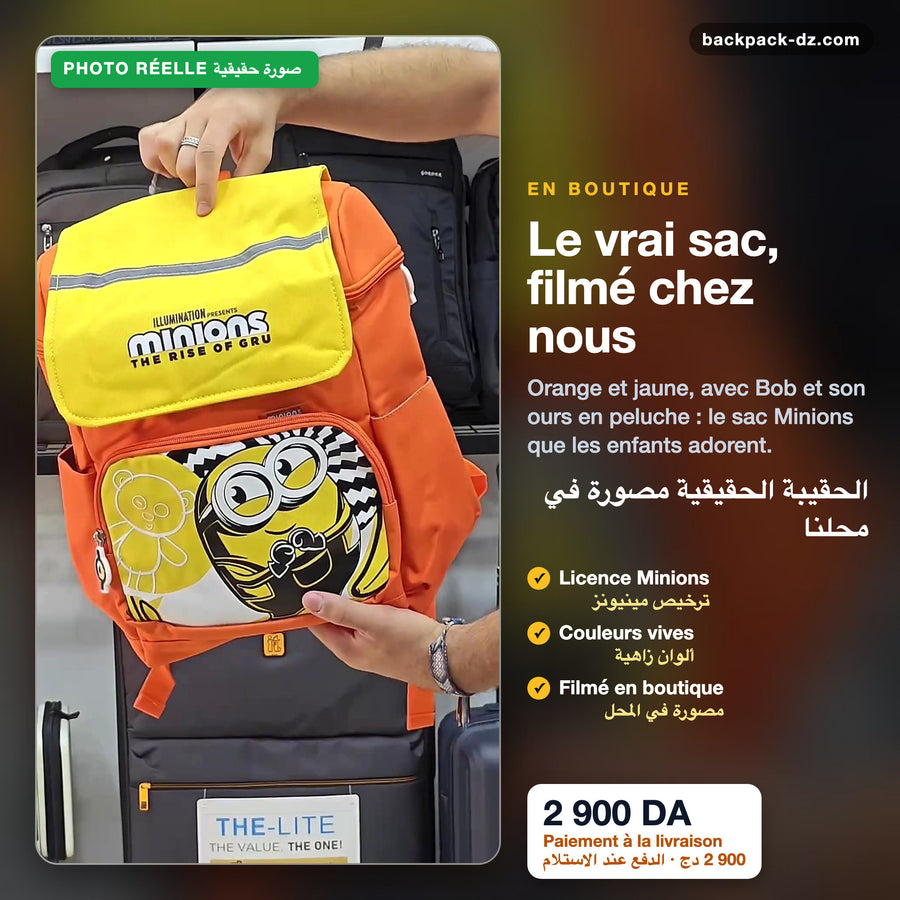 Photo réelle du sac Minions en boutique