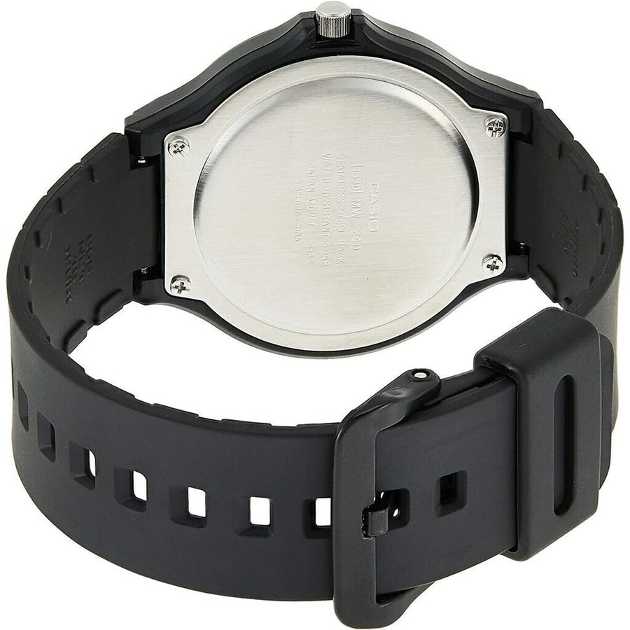 Dos et boucle du bracelet résine de la Casio MW-240