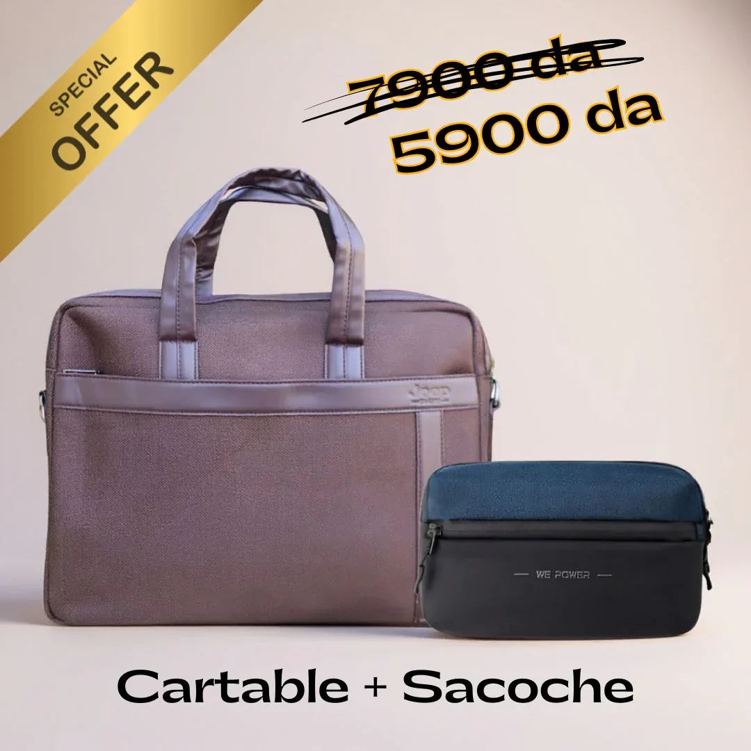 Pack casual : Cartable Jeep + Sacoche We Power - Backpack dz