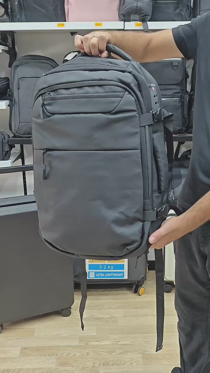 Sac à dos professionnel multifonctionnel extensible avec compression sous vide et anti-vol