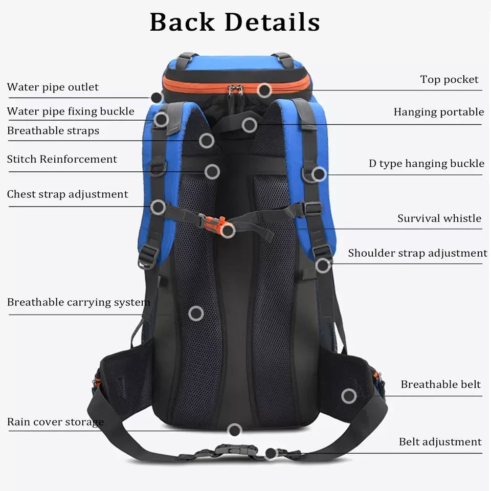 Sac à Dos de Randonnée 60 L avec Housse de Pluie - Backpack dz