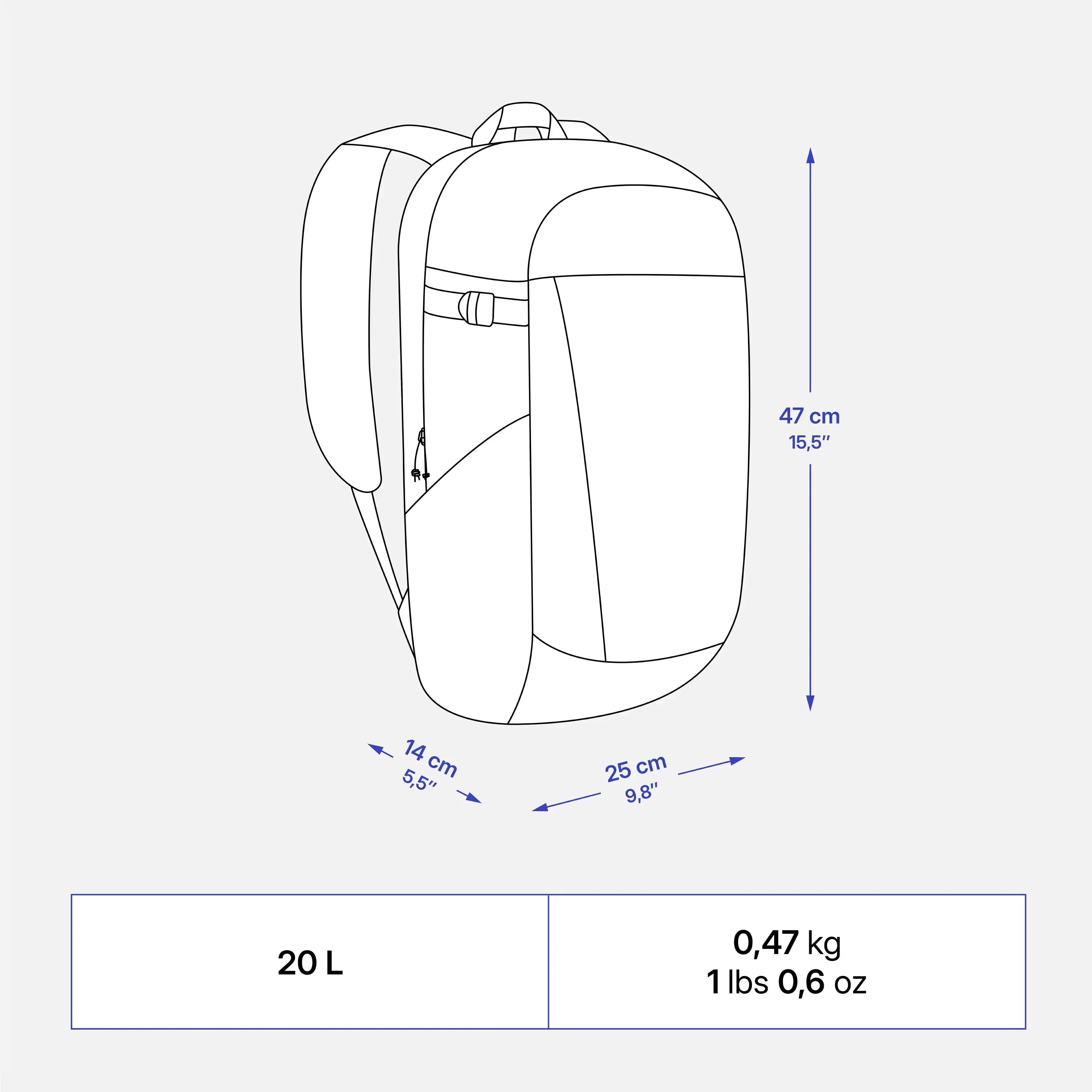 Sac a Dos Randonnée Léger, Résistant 20 L - Backpack dz
