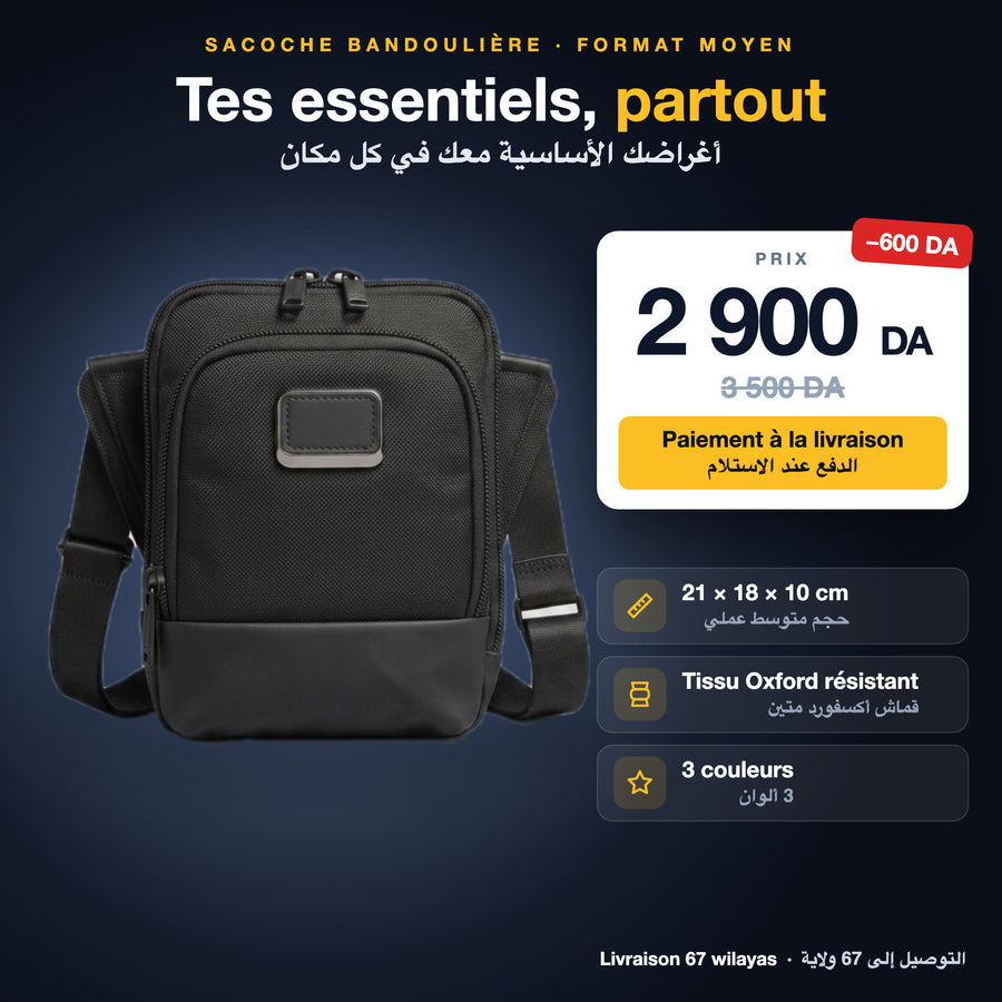 Sacoche bandoulière format moyen 2 900 DA au lieu de 3 500, paiement à la livraison