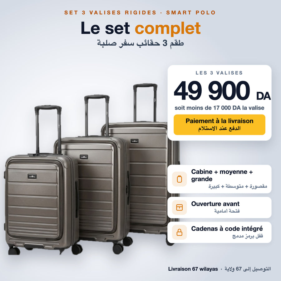 Set de 3 valises rigides Smart Polo gris taupe, 49 900 DA les 3