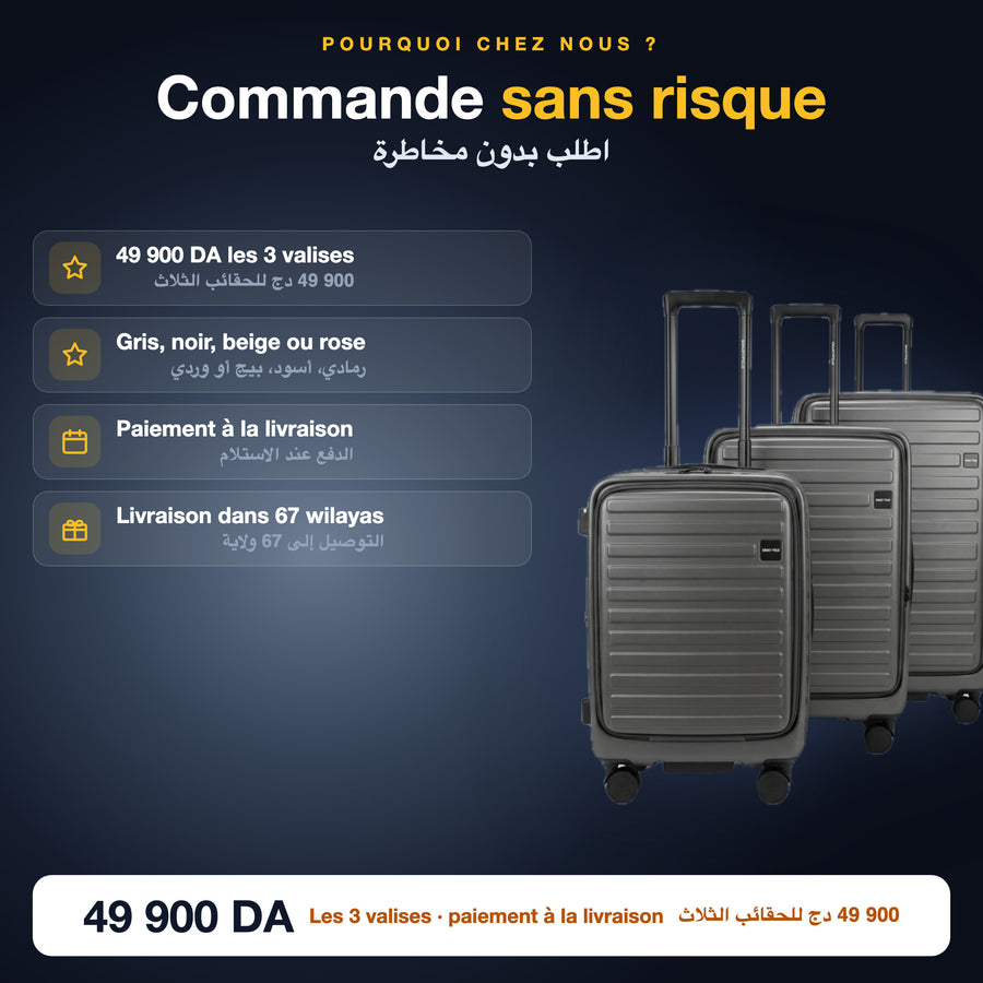 Set de 3 valises à 49 900 DA, paiement à la livraison