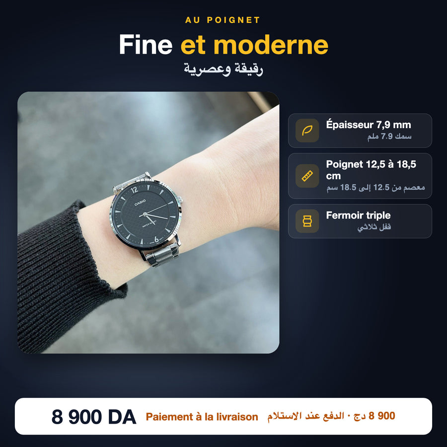 Casio LTP-VT04D noire au poignet